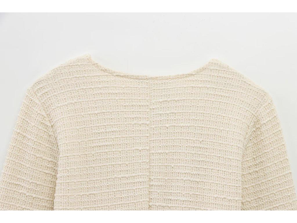 2025 Frühling Damen Europäisch-Amerikanische Mode Textur Rundhals Oberteil und Hose Set