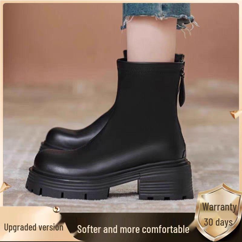 

Women s Retro Elastic Ankle Boots - Slim Fit, Chunky Heel, Versatile Fall/Winter Fashion 66
