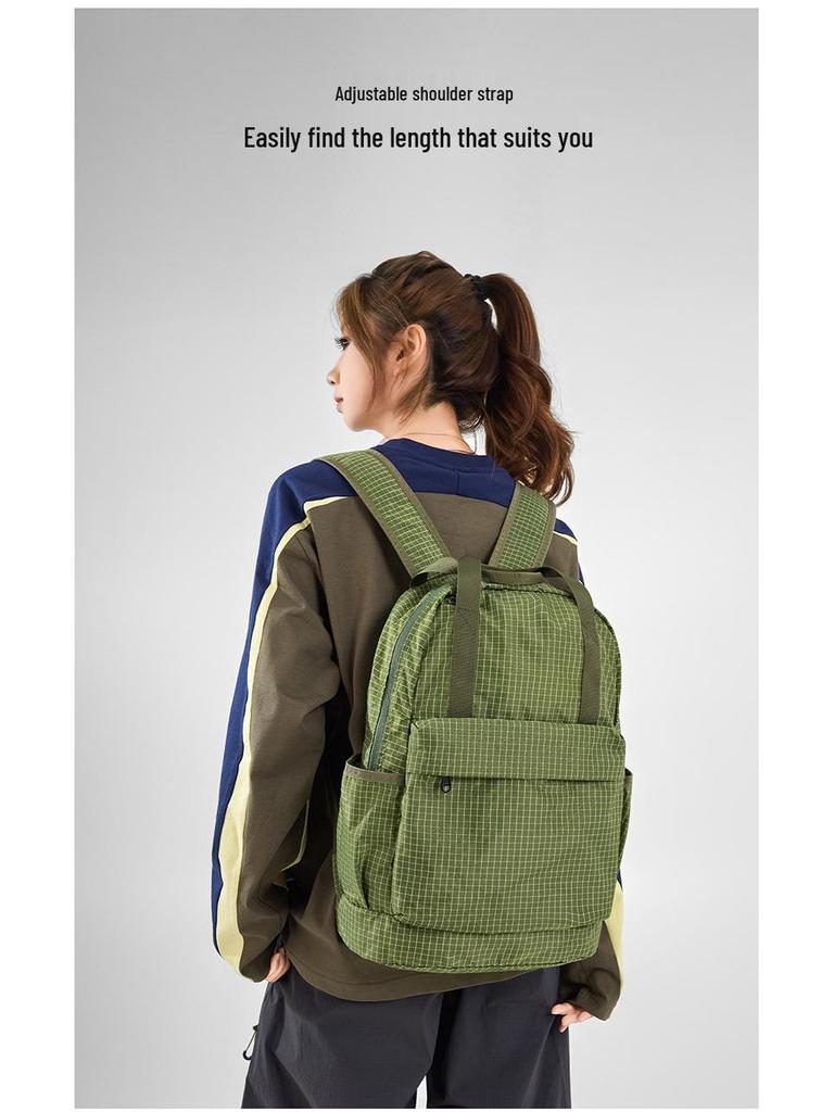 Cross-Border Plaid Large Capacity Foldable Hiking Backpack - Solid Casual Style