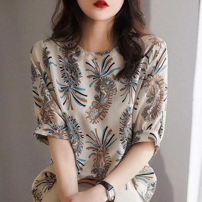 T-shirt for Women Summer Large Size Cotton T-shirt Soft Loose Printed Casual Comfortable Pullover T-shirt Top