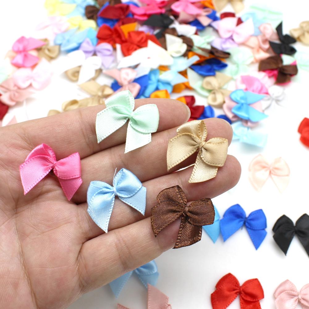 50-100Pcs/Pack 2*2.5cm Small Dacron Ribbon Bow Flower Craft Decoration Handwork DIY Party Decoration Colored Ribbon Bows