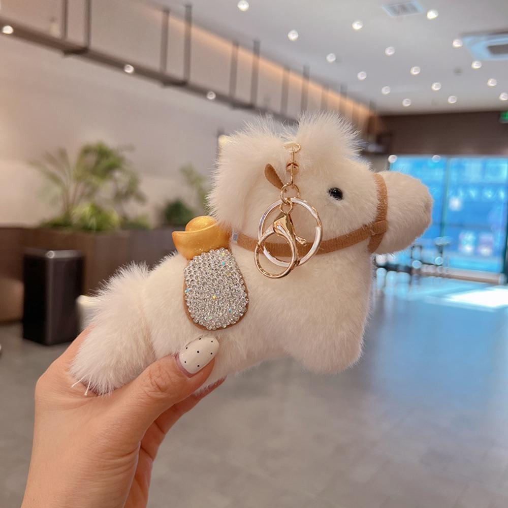 Creative Plush Horse Keychain Mascot Dolls Stuffed Animal Keyring  Home Decoration белый