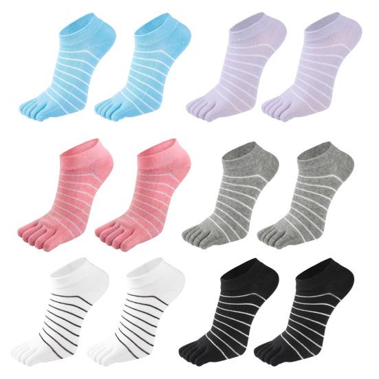 1 Pair Women Socks Five-Toed Split-Toe Design Anti-Odor Sweat-Absorbent Shallow Mouth Socks Sports Daily Wear