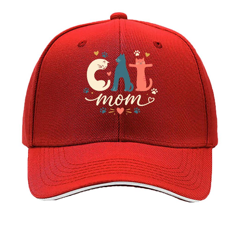 Playful Cat Mom Letter Silhouette Sandwich Baseball Cap Sun Cap Outdoor Workouts Hat