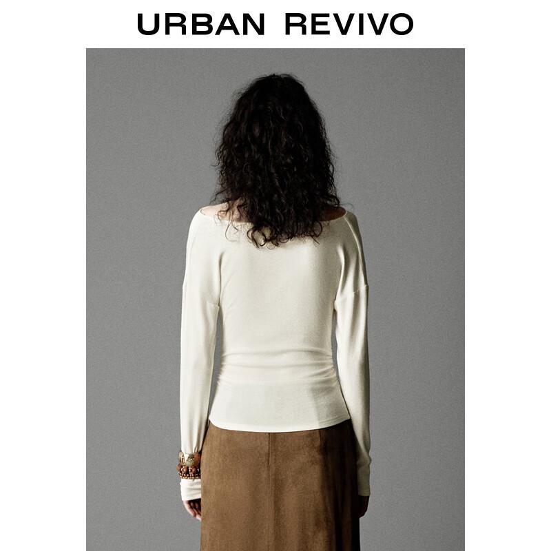 UR Women's Drape Neck Pleated Long Sleeve T-Shirt