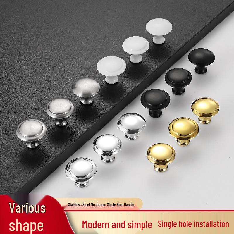 Black Mushroom Style Round Stainless Steel Cabinet Handle