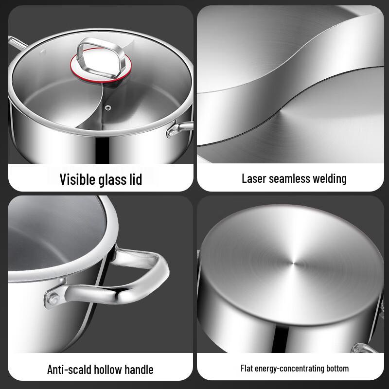 ZISIZ 304 Stainless Steel Dual-Flavor Hot Pot