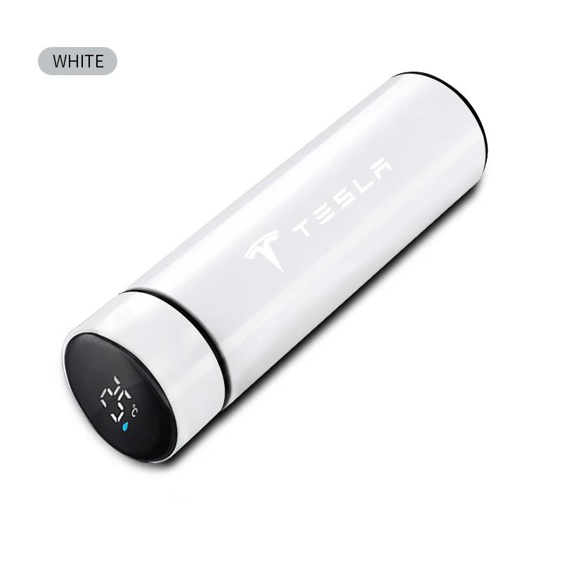 

Car Sticker 2025 Hot 500ml Portable Car Logo Intelligent Stainless Steel Thermos Bottle For Tesla Model 3 Model S Model X Y Road белый
