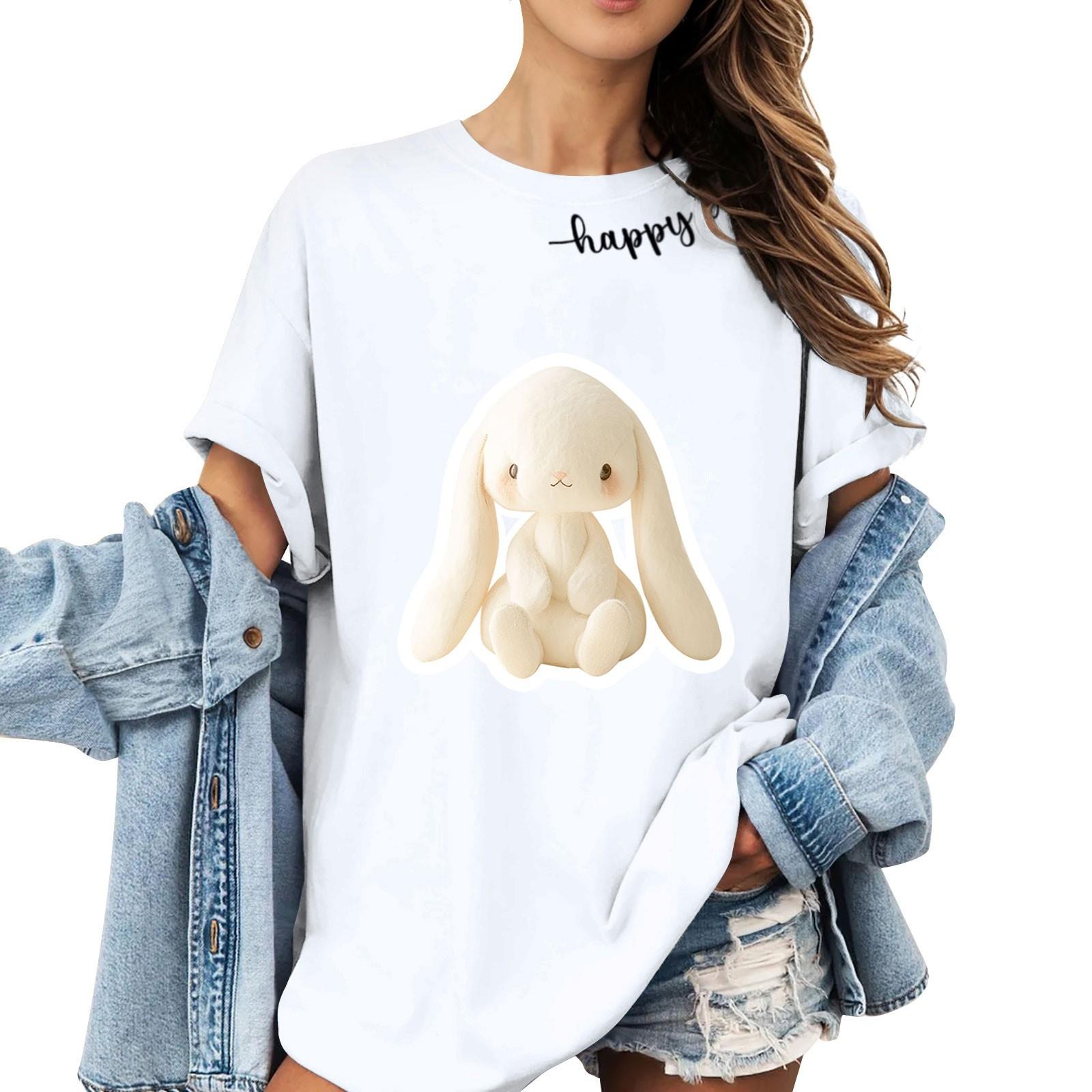 

Футболки з короткими рукавами для жінок Модні топи Легкий м’який повсякденний літній одяг Одяг XL білий