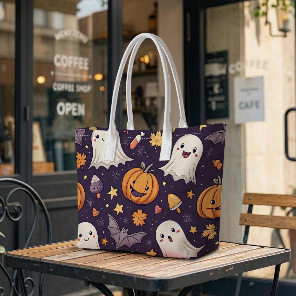 Cute Halloween Ghost Pumpkin Tote Bag Fashion Daily Casual Shopping Handbag for Women