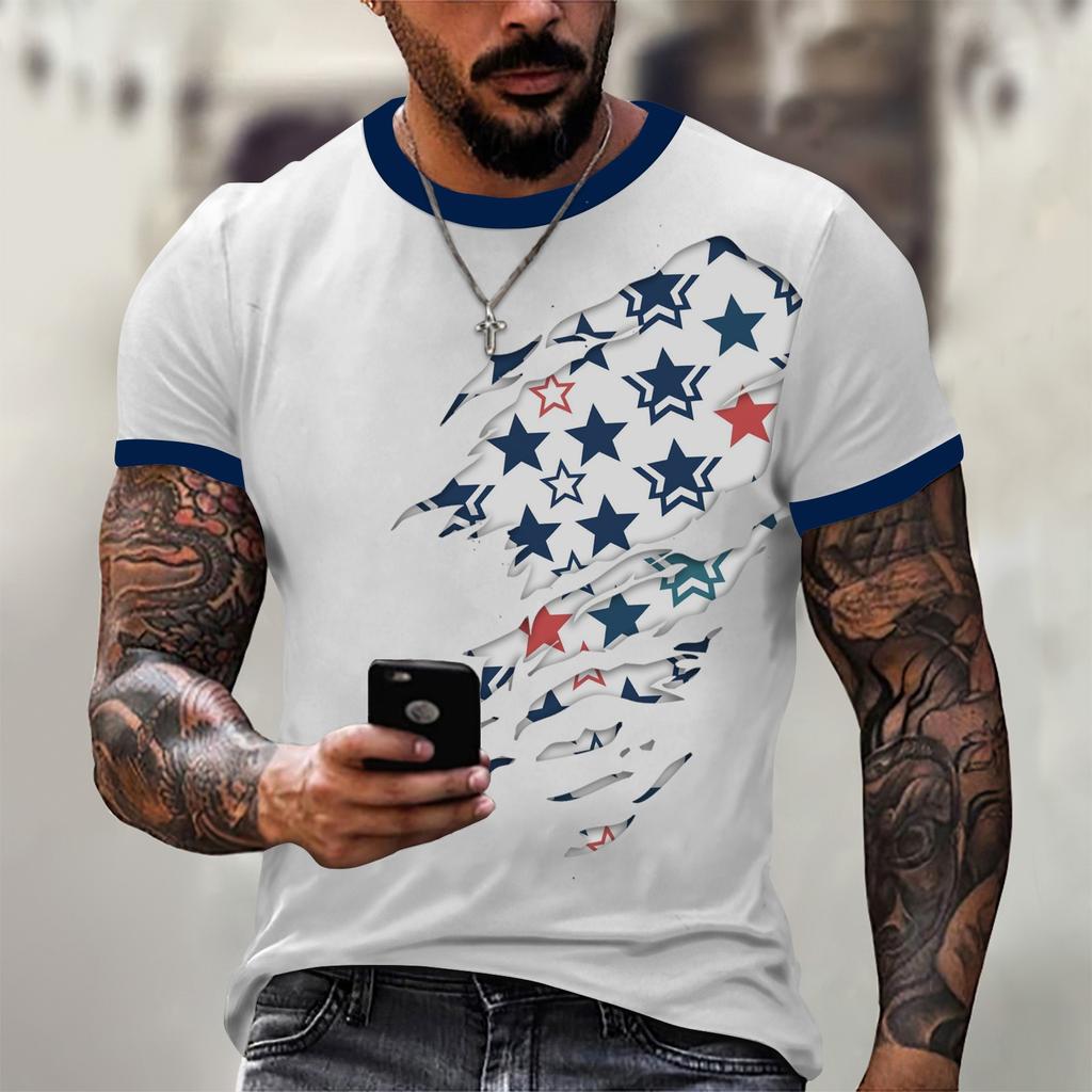 Modisches Herren-T-Shirt, lässige Straßenkleidung mit kurzen Ärmeln