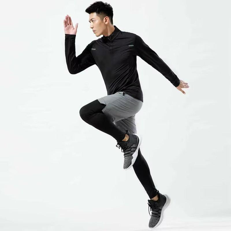Men's Quick-Dry Stretch Basketball Training Pants - Fake Two-Piece, Lightweight, for Running & Fitness (Spring, Summer, Autumn)