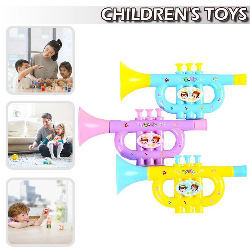 

PDTO Детская игрушка с маленьким рогом, мультяшная пластиковая игрушка, играющая на музыкальных инструментах