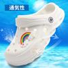 Xinpinway Baby Toe Size for Boys and Girls Kids' Sandals, Clogs, Shoes, Protection, Non-Slip, Dinosaur, Rainbow, Dolphin, Crown, White, 18.0cm,