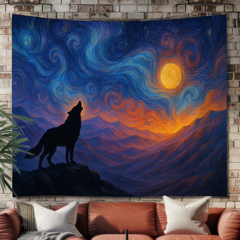Wolf Moon Galaxy tapestry 75x100 чёрный