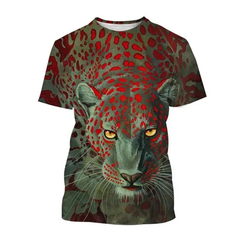 Summer Leopard 3D Print T-Shirts Streetwear Men Women Fashion Oversized Short Sleeve T Shirt O-Neck Male Tees Tops Clothing