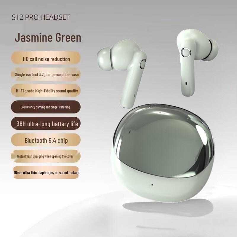 

S12 Bluetooth Gaming Earbuds: Low Latency, HD Calls, Long Battery Life, High Sound Quality, Semi-in-Ear Design, Noise Cancellation.