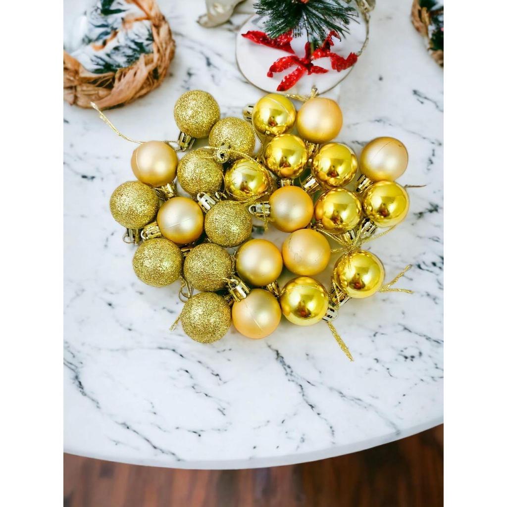 24 Rote & Goldene Weihnachts-X-Mass-Baumschmuckkugeln Anhänger Ornamente Hängende Baumkugeln Fröhliche Kugel Christbaumkugel Dekoration für Zuhause Party