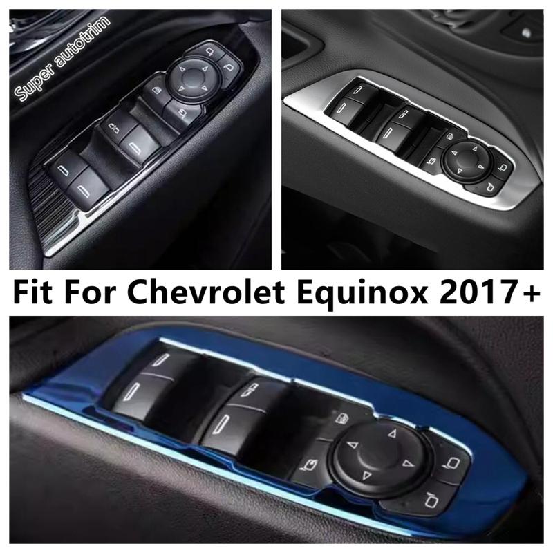 Car Inner Door Armrest Window Glass Lift Switch Button Panel Cover Trim Stainless Accessories For Chevrolet Equinox 2017 -