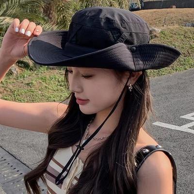 Unisex Sommer Outdoor Sonnenschutz Fischerhut Wandern Angeln Mesh Atmungsaktiv Sonnenschirm Panama Hut Einfarbig UV-Schutz Hüte