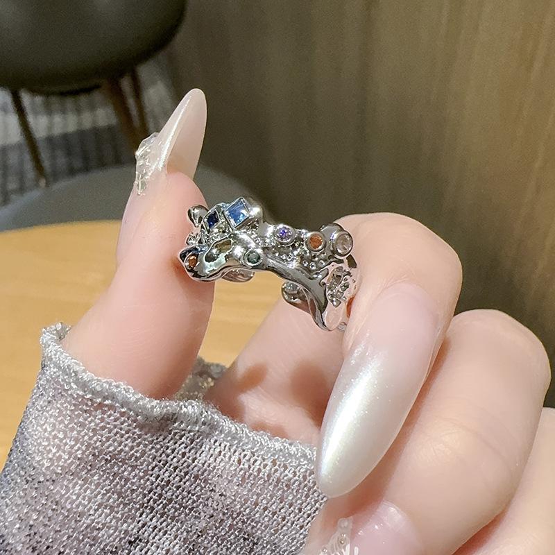 Niche High-End Open Ring Set Stacked Design Cold Wind Personalized Fashion Ring Women