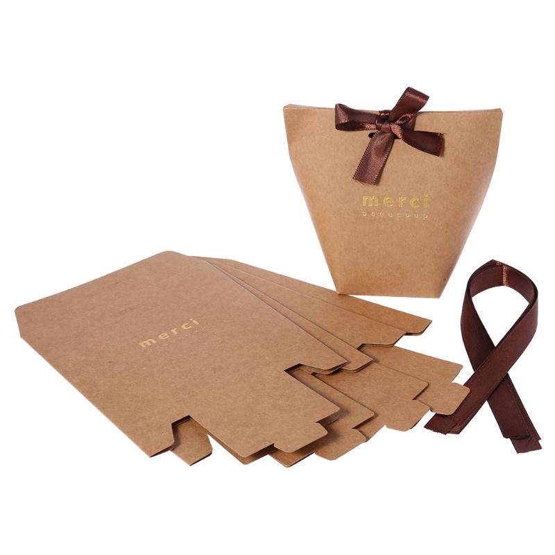 10Pcs 12×10CM Thank You Paper Candy Chocolate Cake Box Gift Bag Wedding Favor Party Decor