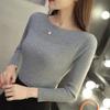 Sweater Women Long Sleeve Slim Black Pullover Knitwear Casual Slash Neck Solid Color Jumper Korean Fashion Autumn Winter