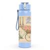1PC Retro Bike Cherry Blossom Card 750ml Color Plastic Sports Water Bottle Leakproof Flip Straw Lid For Sports Office Home Use