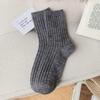 Women's Winter Wool Mid-Calf Socks, Trendy Korean and Japanese Style, Knee-High, Solid Color.