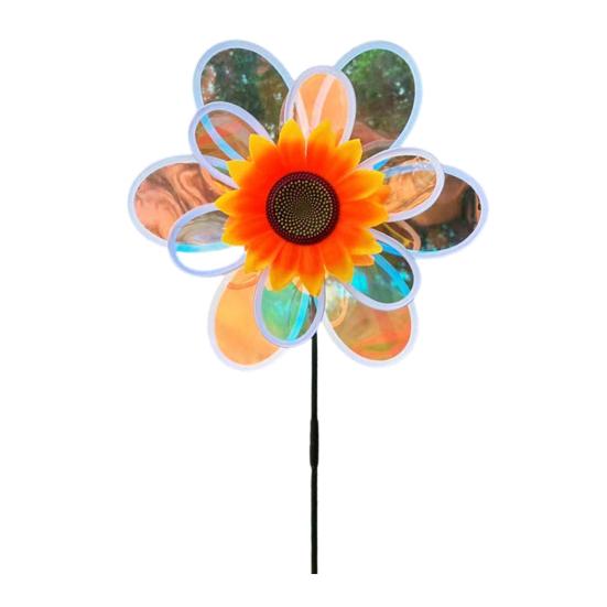 Colorful Windmill Ornaments for Garden and Yard, Decorative Double Layer Pinwheel Spinner for Kids, Outdoor Reflective Pinwheels for Patio Lawn