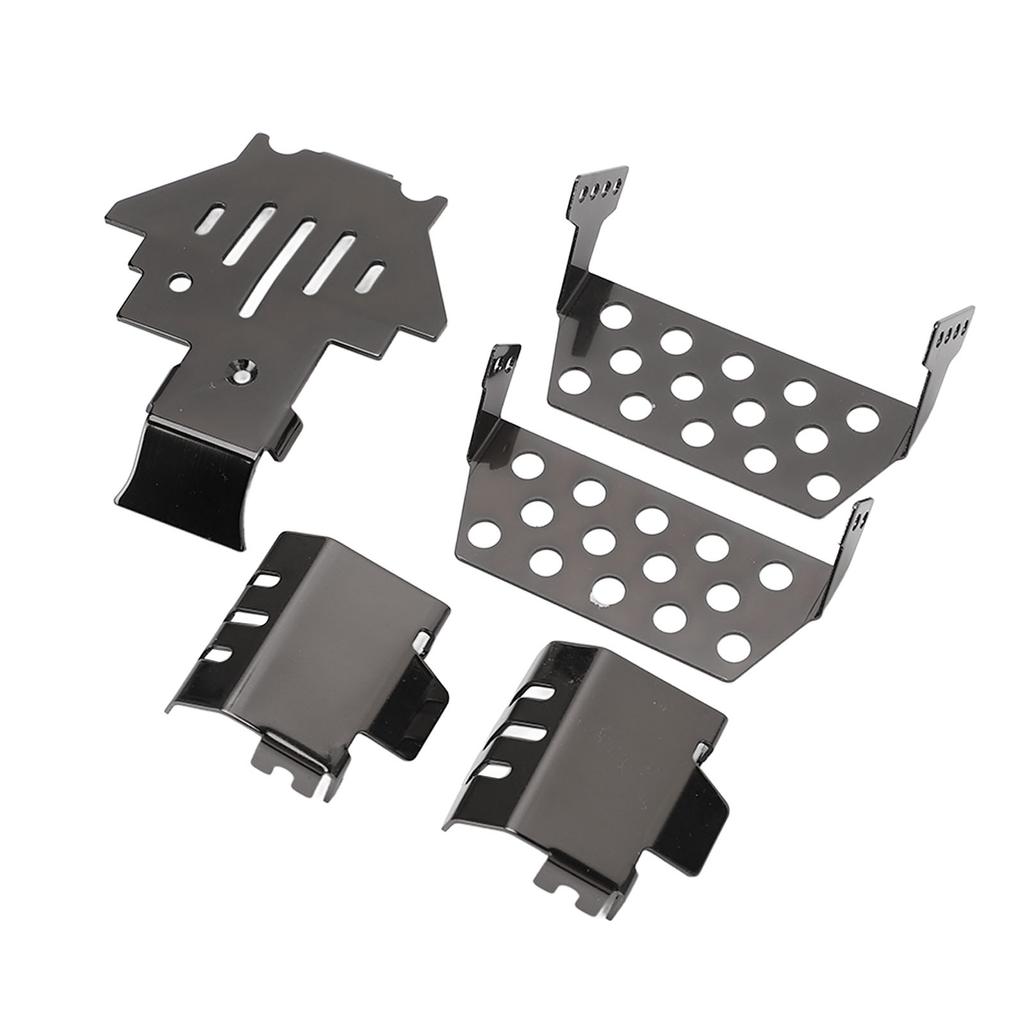 RC Chassis Armors Set Stainless Steel Chassis Protection Skid Plate for Traxxas Black