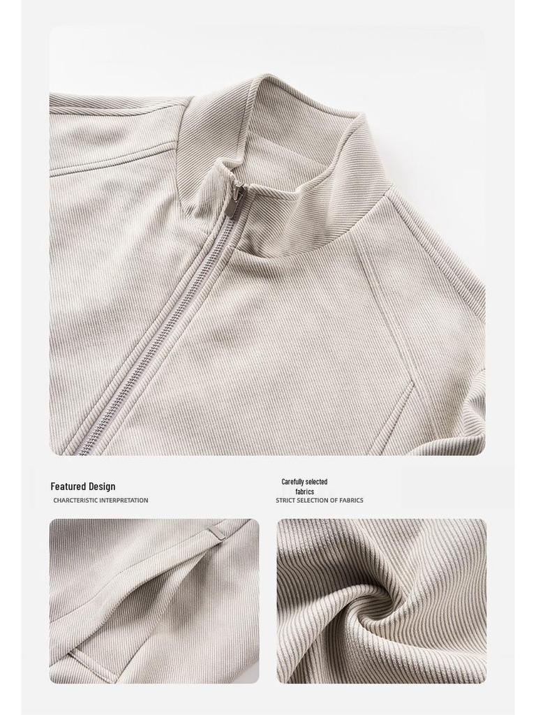 High Street Trend Suede Embossed American-Style Men's Jacket - Spring/Autumn, High-End Loose Stand Collar Design
