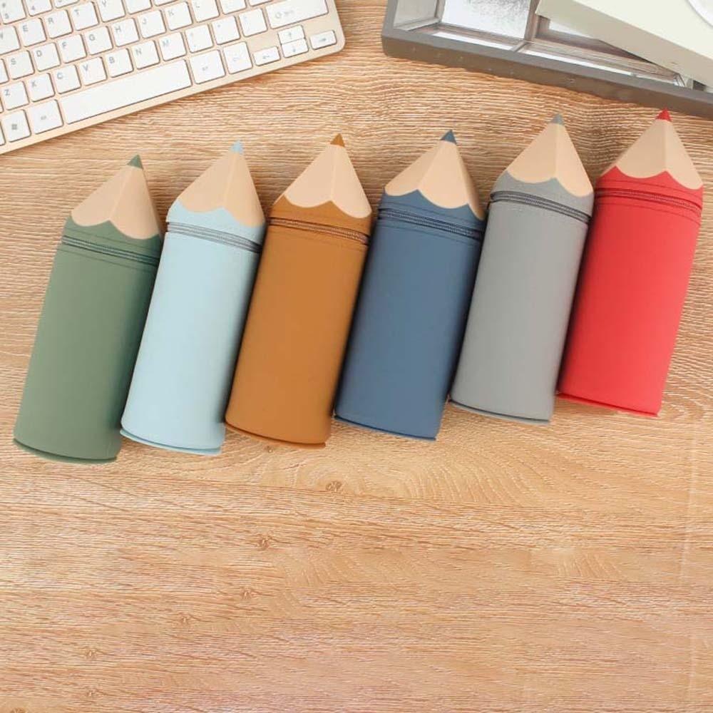 Large Capacity Pencil Shape Pen Holder Waterproof Pen Storage Bucket Makeup Brush Holder  Ruler
