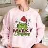 Autumn Fashion Women's Christmas Cartoon Green Fur Monster Print Pullover Kids Cartoon Graphic Casual Sweatshirt Kids Pullover Top