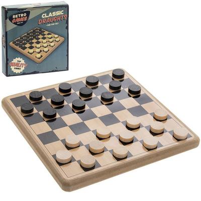 Les Trésors De Lily [R2715] - Retro Wooden Game 'Checkers' Black Beige - 20x20x3 Cm