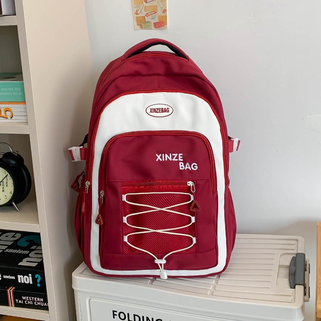 High-value student schoolbag female cute simple girl backpack junior high school students casual large-capacity backpack tide
