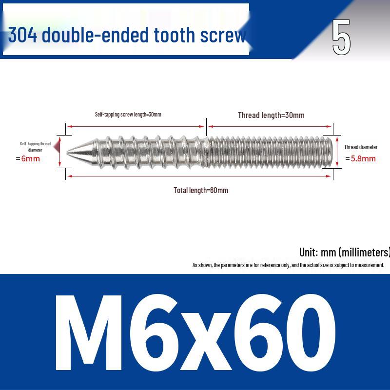 Śruba samogwintująca ze stali nierdzewnej 304 z podwójnym łbem i gniazdem sześciokątnym do mebli, ostro zakończona, M4 M5 M6 M8.