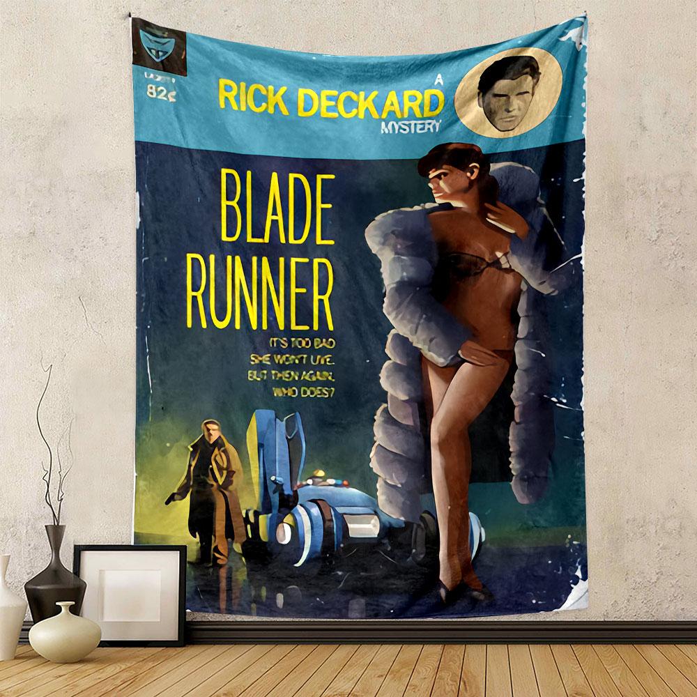 Blade Runner Deckard Tapestry Wall Hanging, Rick Deckard Movie Poster Art, Retro Wall Decor for Bedroom Living Room Dorm