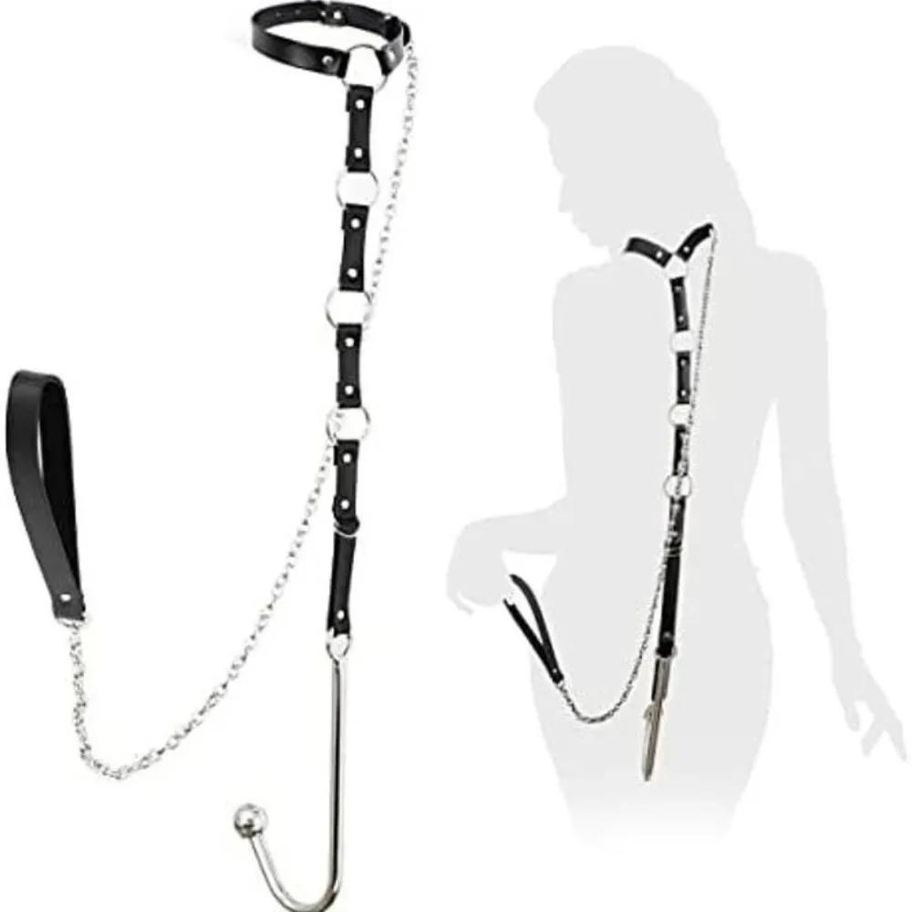 Metal Anal Hook & Slave Collar Set – Forced Bondage Kit for Master/Slave Obedience Games