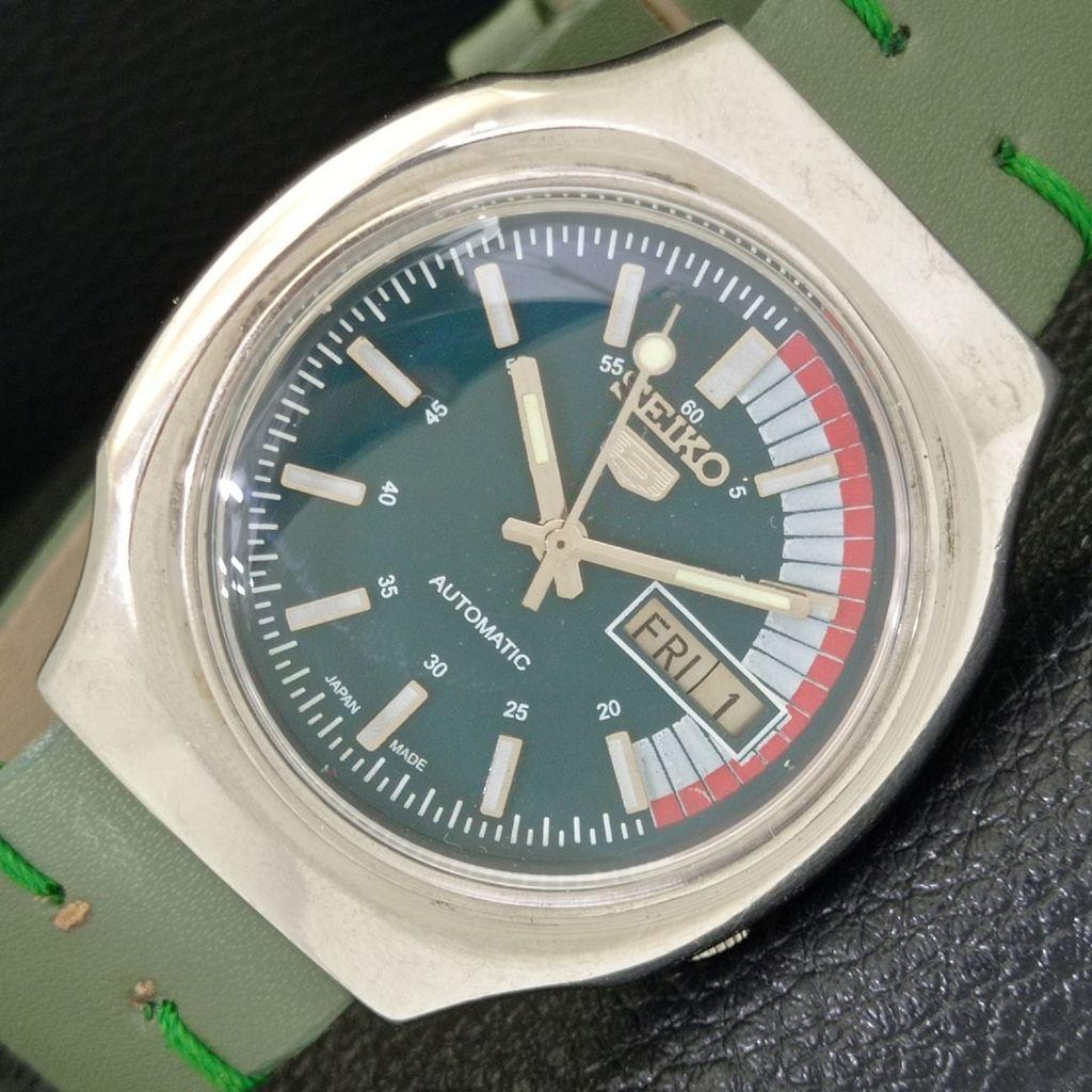 AUTOMATIC VINTAGE SEIKO 5 7009A JAPAN MENS GREEN COLOR DIAL WATCH a500760-5 R154-a500760