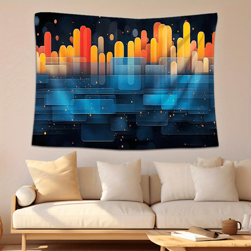 VIKAMA Urban Neon Nightscape Tapestry Wall Hanging Suitable For Living Room Dining Room Live Stream Home Decoration Accent Cloth