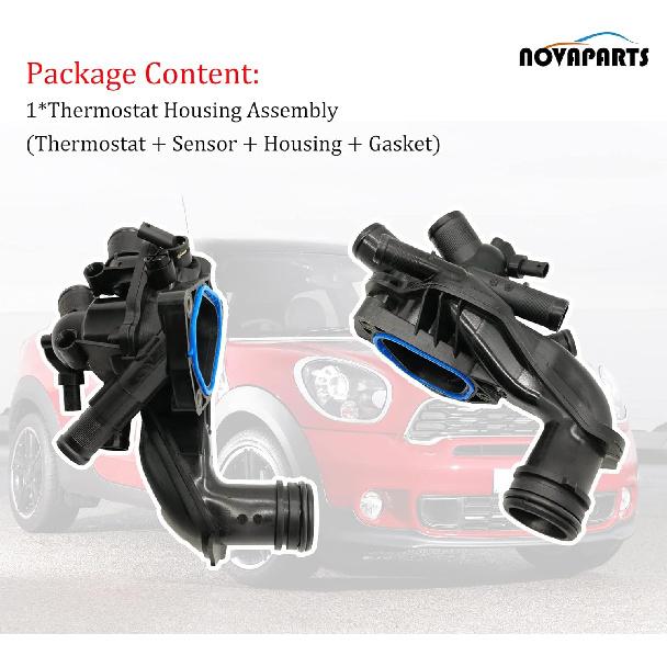 11538674895 Engine Coolant Thermostat Housing Assembly for 2011-2016 N16 Mini Cooper Clubman Countryman Convertibles N18 Mini Cooper S JCW 1.6L L4