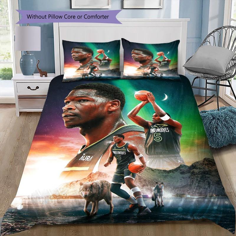 Basketball Player Starry Sky Wolf Print 3 Pieces Duvet Cover Set Sport Fan Bedding Bedroom Home Decor Without Pillow Core Comforter
