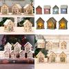 Elegant Led Light Wood House Ornament For Christmas Tree Hanging Decor