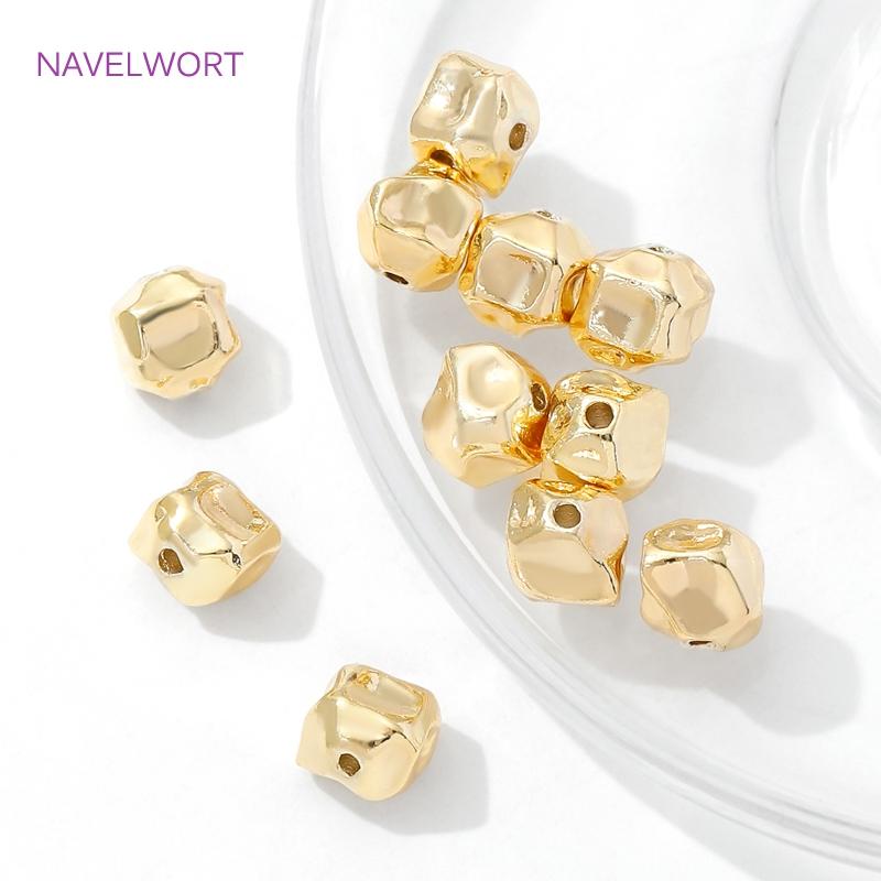 Beads Separators 14K Gold Plated Irregular Smooth Spacer Beads For Bracelet,Brass Loose Beads,DIY Jewlery Making Accessories