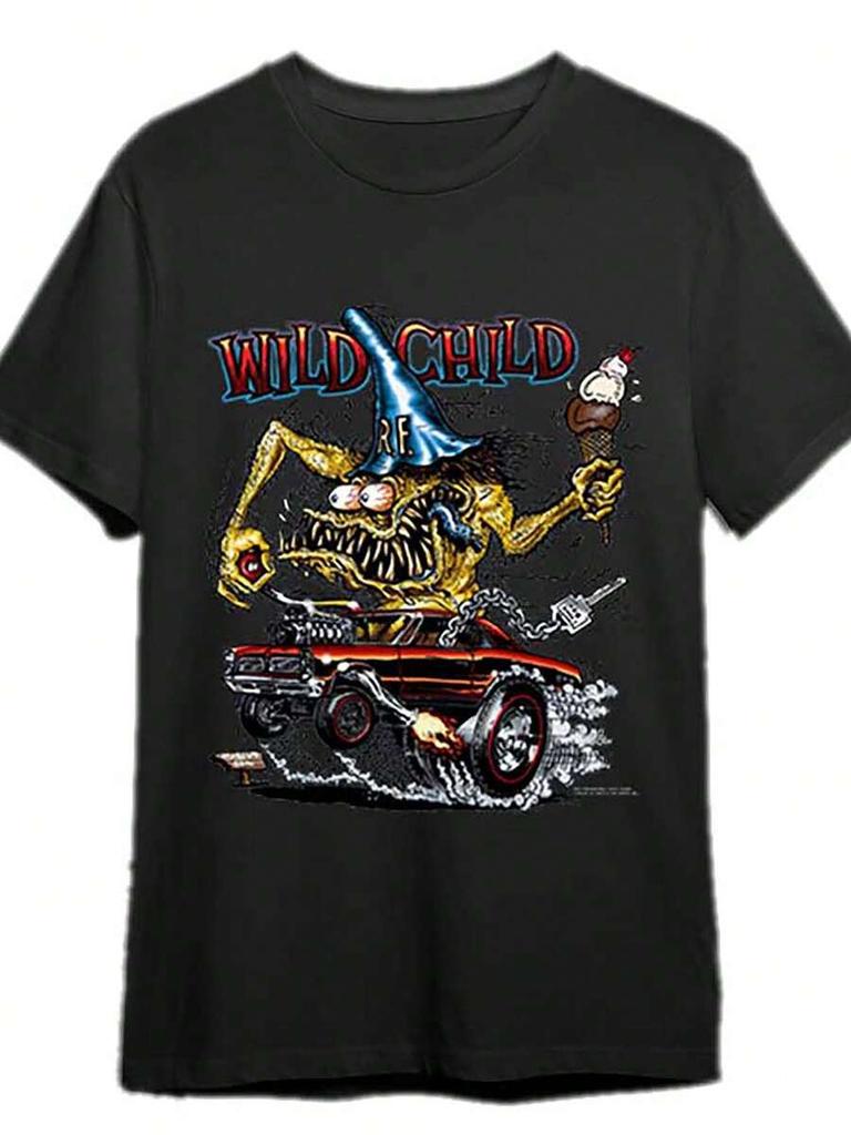 Rat Fink Wild Child Rat Fink SHIRT 337249 Funny UnisexS Short Sleeve Graphic TShirt Collection Black PR