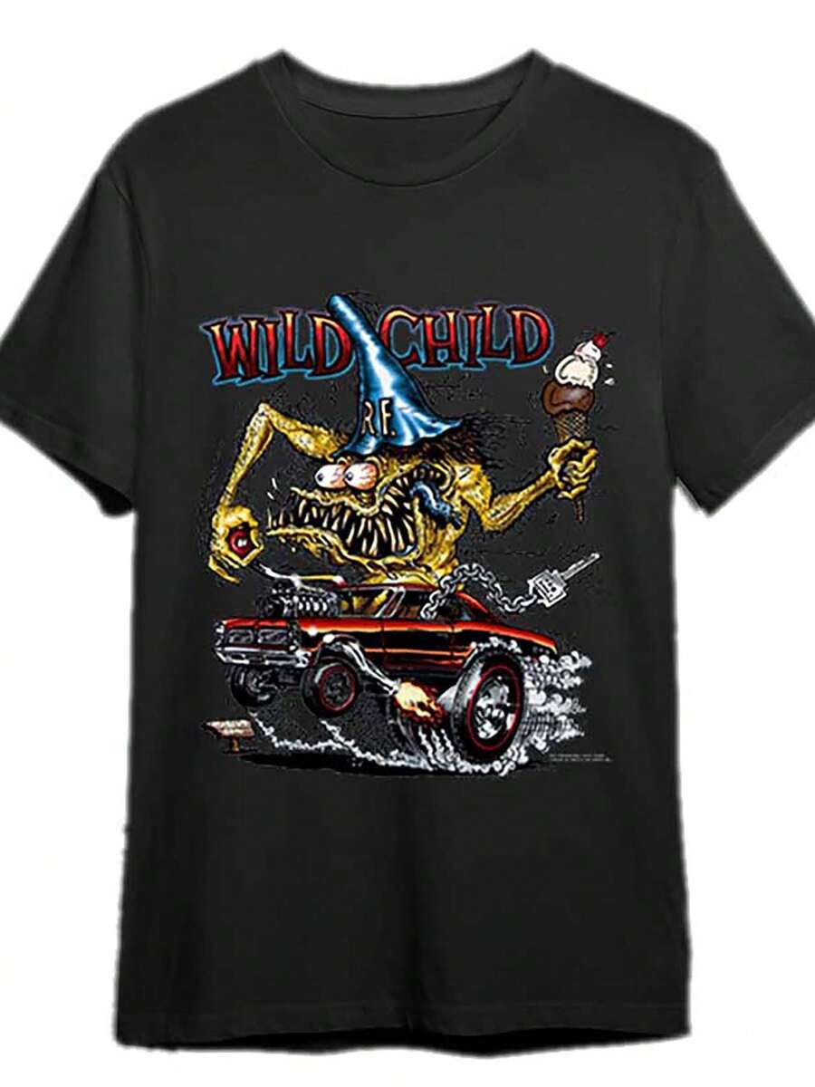 Rat Fink Wild Child Rat Fink SHIRT 337249 Funny UnisexS Short Sleeve Graphic TShirt Collection Black PR S