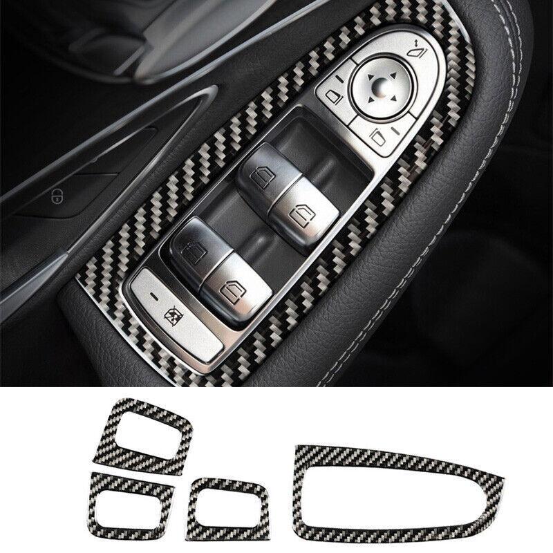 Fit For Mercedes-Benz GLC 2016-21 Carbon Fiber Window Lock Lift Panel Trim Frame
