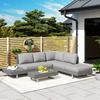 Three-Piece Rattan Sofa Set, with Cushions - Light Grey
