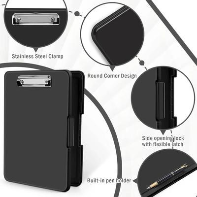 Clipboard with Storage 1.30 X 0.94 Inches (33x24 Cm), Heavy Storage Clipboard, Plastic Clipboard with Side Opening Folding.